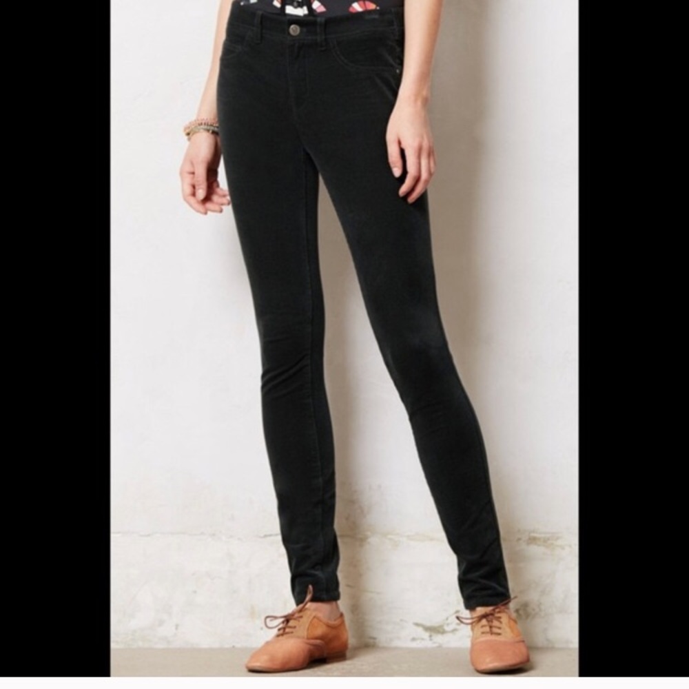 Skinny olive corduroy pants from Anthropologie